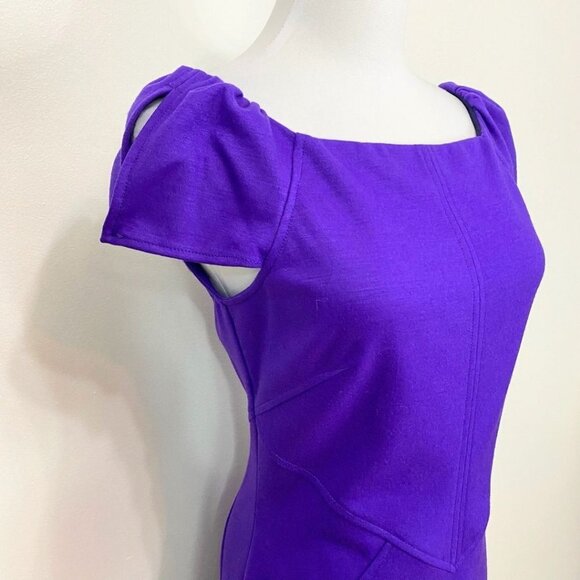 DIANE VON FURSTENBERG HELEN PURPLE WOOL BLEND SHEAT DRESS - 4 - Picture 6 of 11